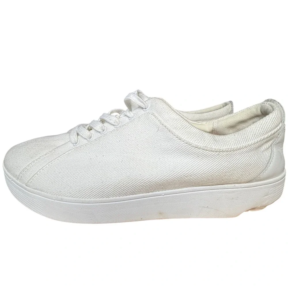 FitFlop Rally White Leather Low Top Comfort‎ Sneakers Womens 10 EK6-194